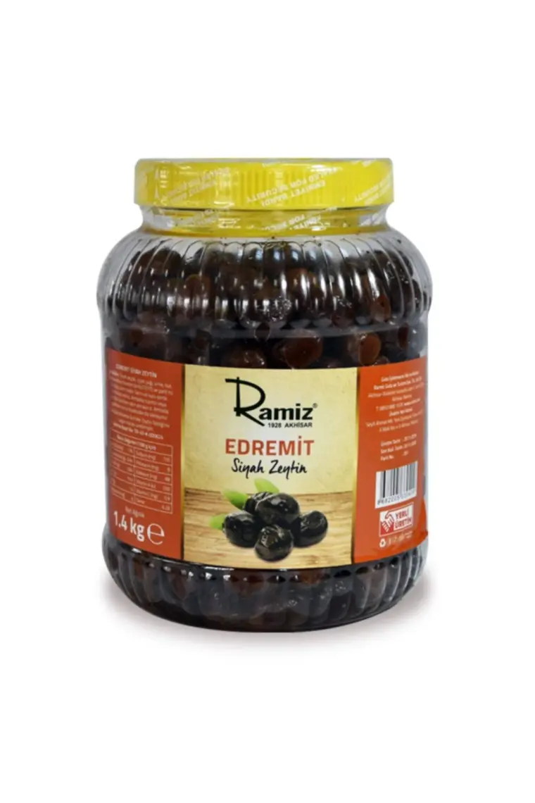Edremit Tipi Iri Boy Az Tuzlu Akhisar Siyah Yuvarlama Zeytin 1,4 kg