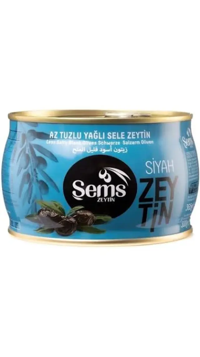 Ahsaf Şems Yağlı Siyah Sele Zeytin 300 Gr 261-290 Kalibre