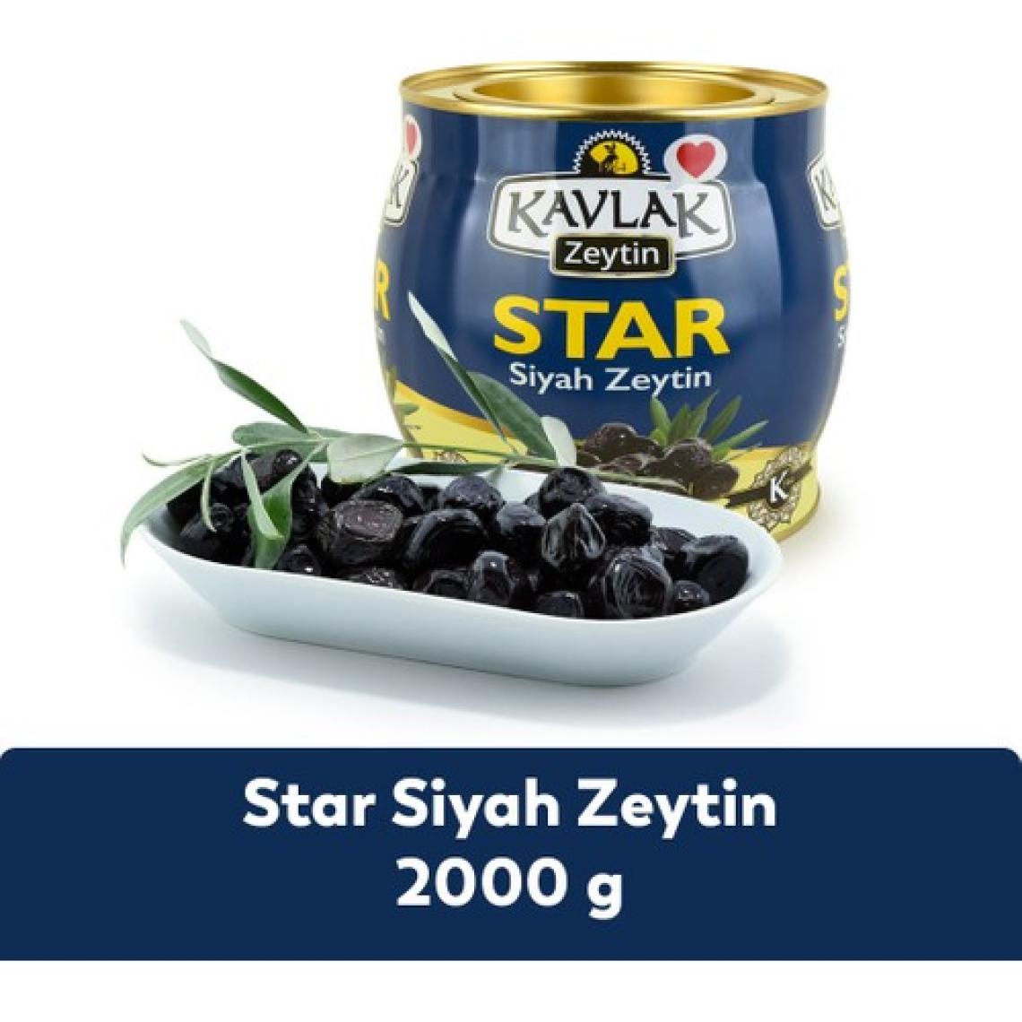 Kavlak Zeytin Star Siyah Zeytin 2 kg(Brüt) Teneke