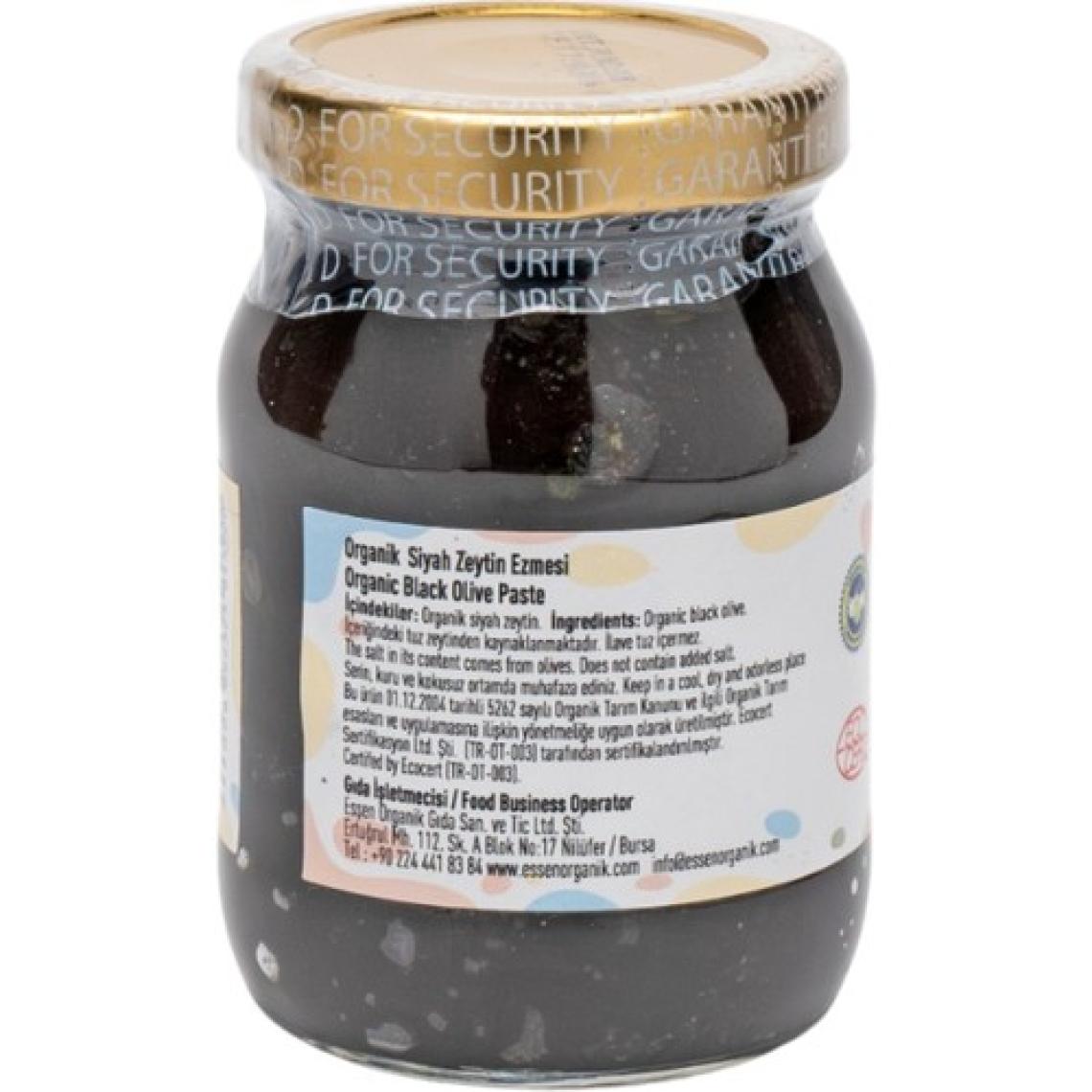 Essen Organik Siyah Zeytin Ezmesi 190 gr (ilave tuz içermez)