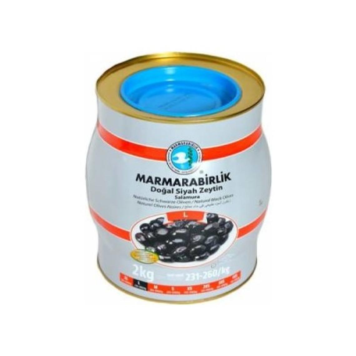 Marmarabirlik L Hiper Salamura Siyah Zeytin 231-260 2 kg Teneke