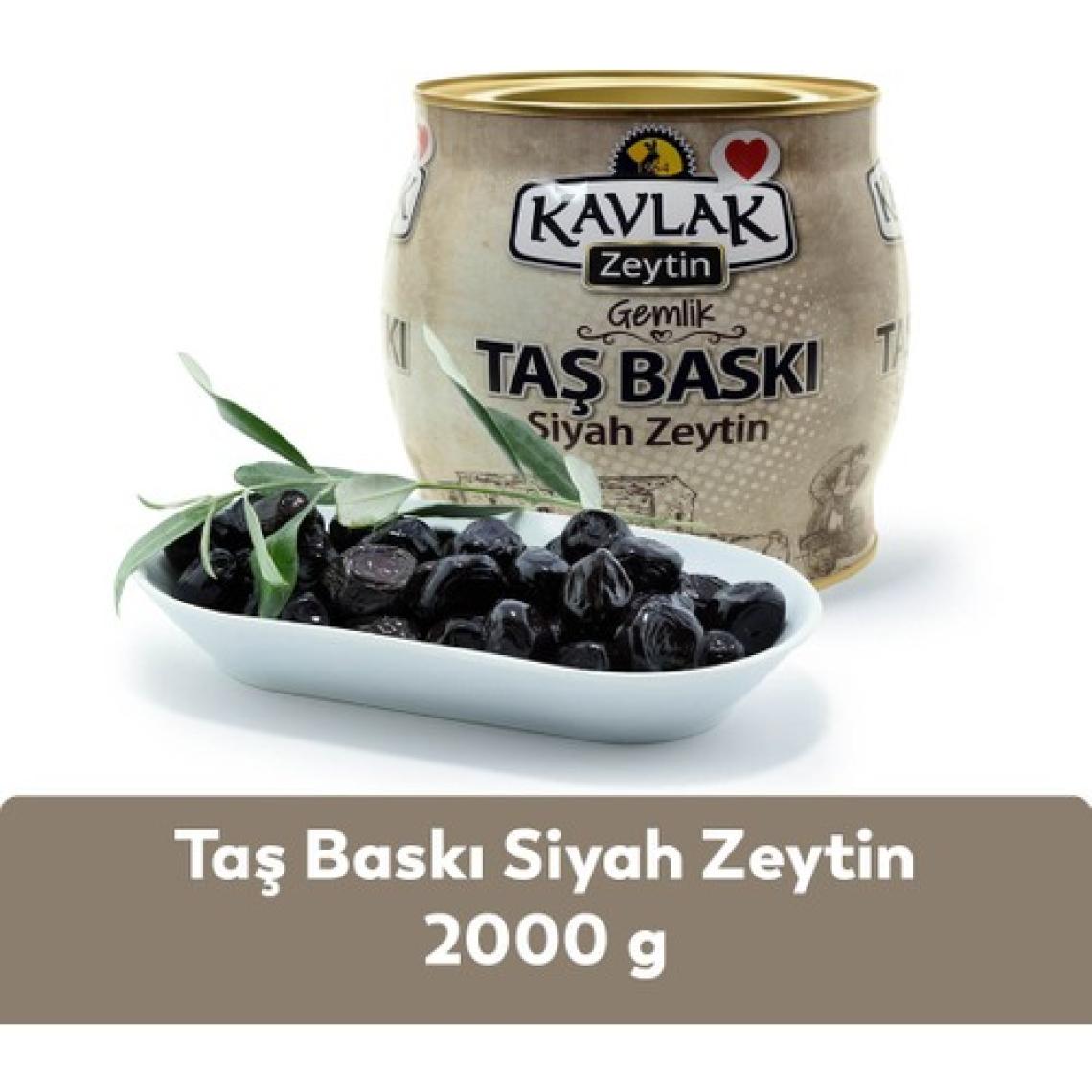 Kavlak Taş Baskı Gemlik Siyah Zeytin 2 kg (Brüt)