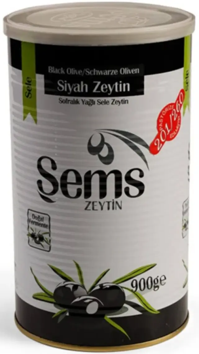 Şems Yağlı Siyah Sele Zeytin 900 Gr -261-290 Kalibre