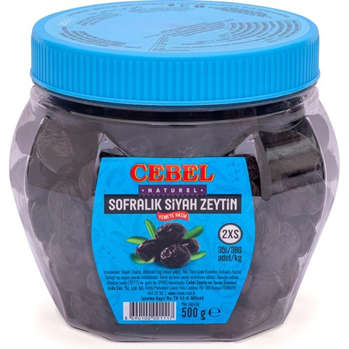 Cebel Siyah Zeytin   2xs  351-380 Kalibre 500 gr Pet