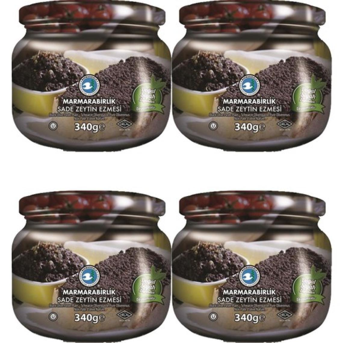 Marmarabirlik Siyah Sade Ezme Zeytin 340  gr Cam 4'lü