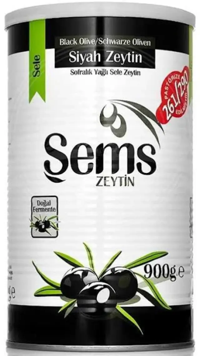 Ahsaf Şems Yağlı Siyah Sele Zeytin 900 Gr 291-320 Kalibre