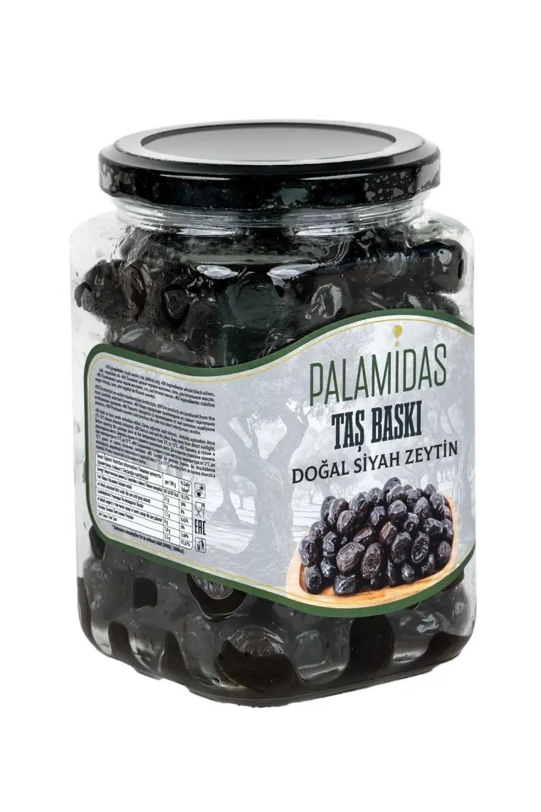 Palamidas Taş Baskı Doğal Siyah Zeytin 400 gr Cam Kavanoz