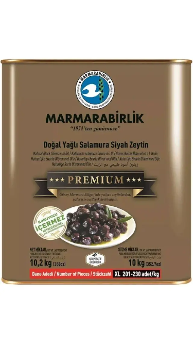 Marmarabirlik Mega Xl- Yağlı Salamura  Zeytin 10 kg