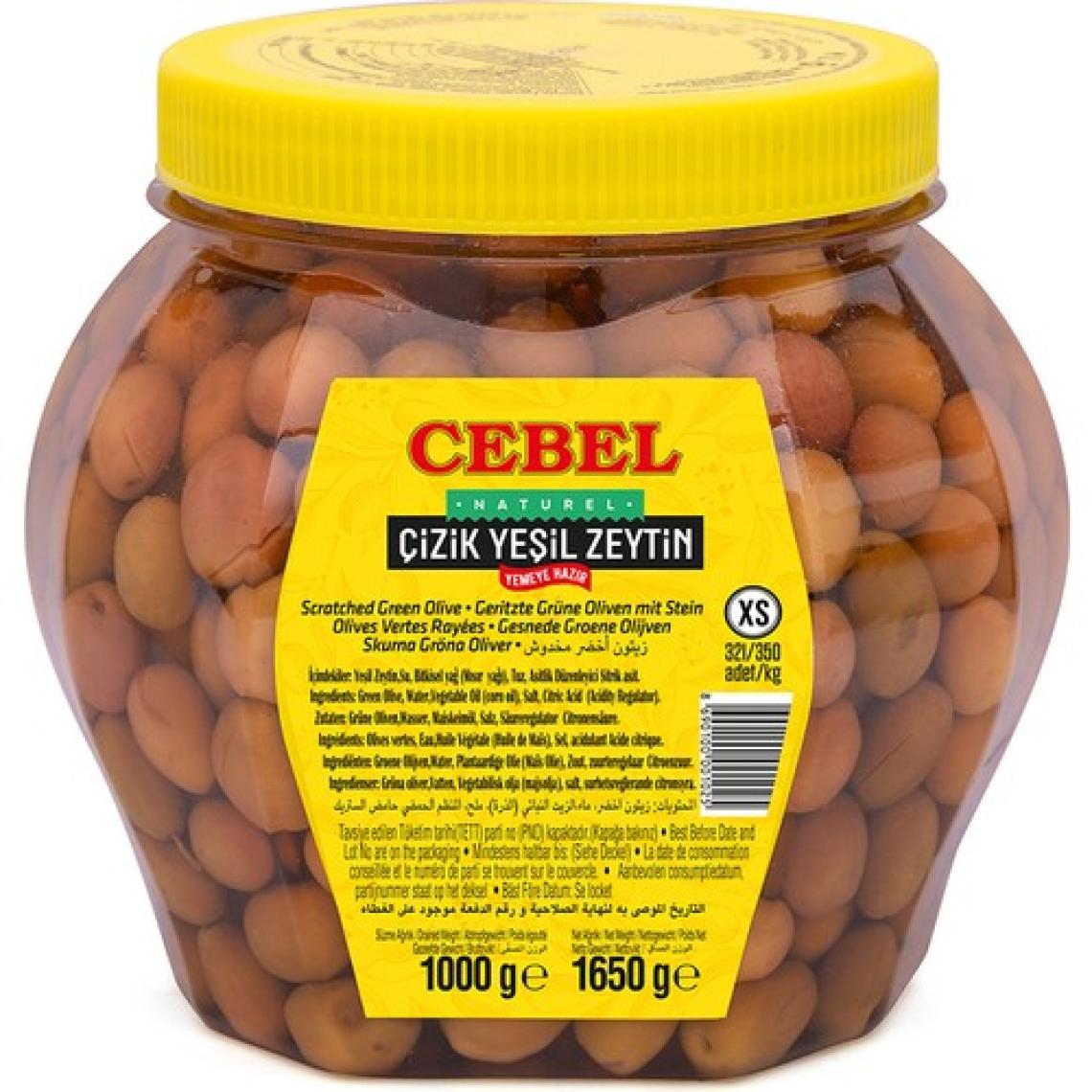 Cebel Yeşil Zeytin Çizik   Xs 321-350 Kalibre 1000 gr Pet