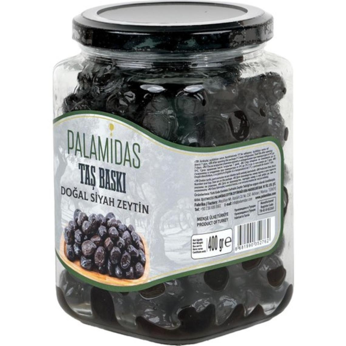 Palamidas Taş Baskı Doğal Siyah Zeytin 400 gr Cam Kavanoz
