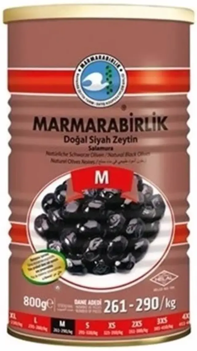 Marmarabirlik Doğal Salamura Siyah Zeytin (L) 800 Gr