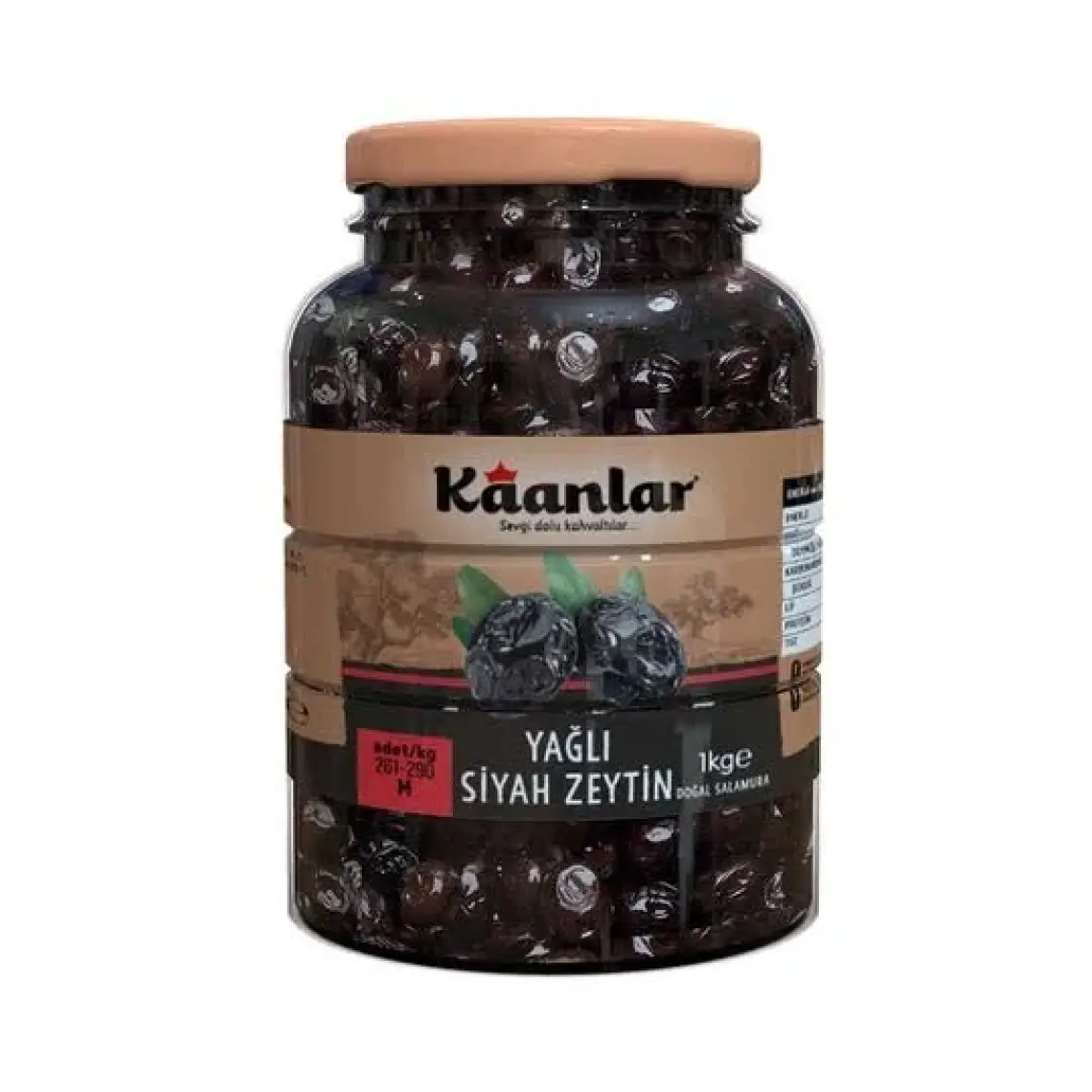 Kaanlar Sofralık Yağlı Siyah Zeytin Cam 1 kg