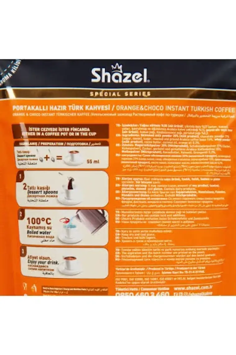 Shazel Portakallı Hazır Türk Kahvesi 100 GR X 6 Adet (Aromalı)