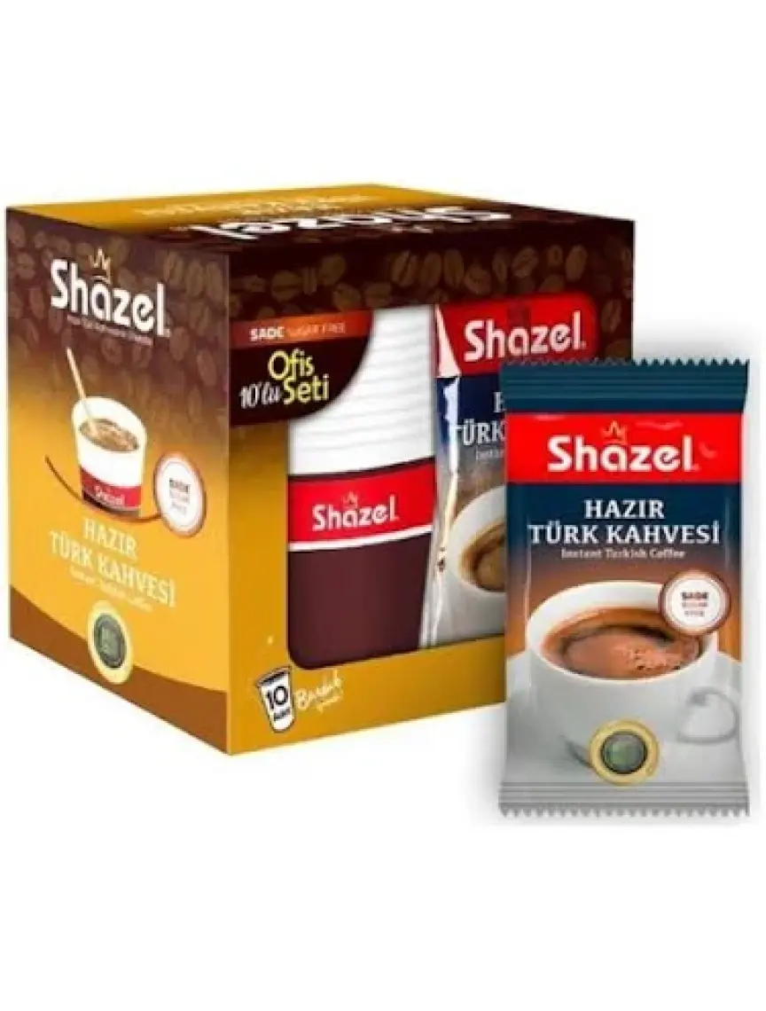 Shazel Hazır Türk Kahvesi Ofis Seti Sade 7 gr 10 Adet