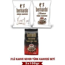 Bernardo 3'lü  Kahve Sever Seti 100GR (Bernardo Türk Kahvesi - Osmanlı -Dibek)