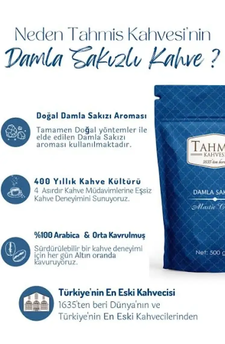 Tahmis Kahvesi Damla Sakızlı Aromalı Türk Kahvesi 500 gr
