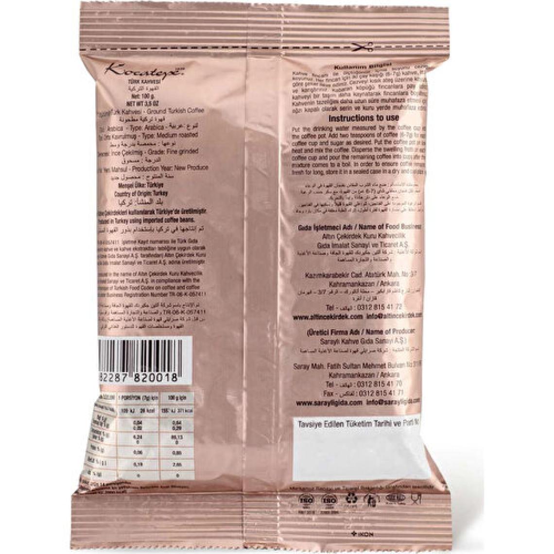 Kocatepe Kahve Kocatepe Türk Kahvesi 100 gr Folyo 6'lı Paket