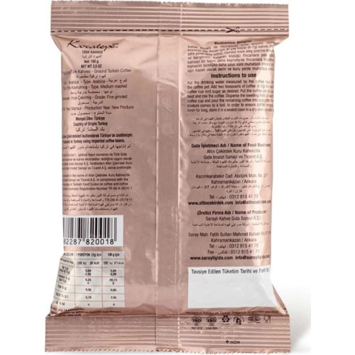 Kocatepe Kahve Kocatepe Türk Kahvesi 100 gr Folyo 12'li Paket