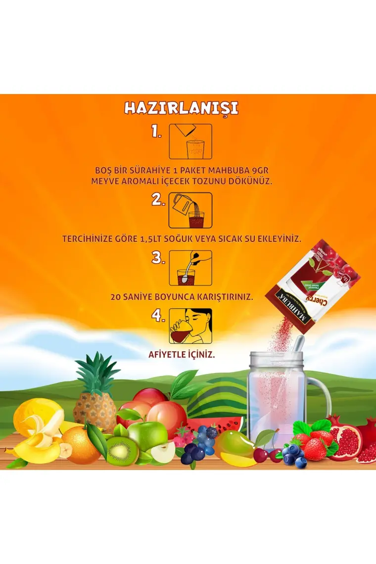 Mahbuba Nar Aromalı Soğuk Toz İçecek 24x9gr