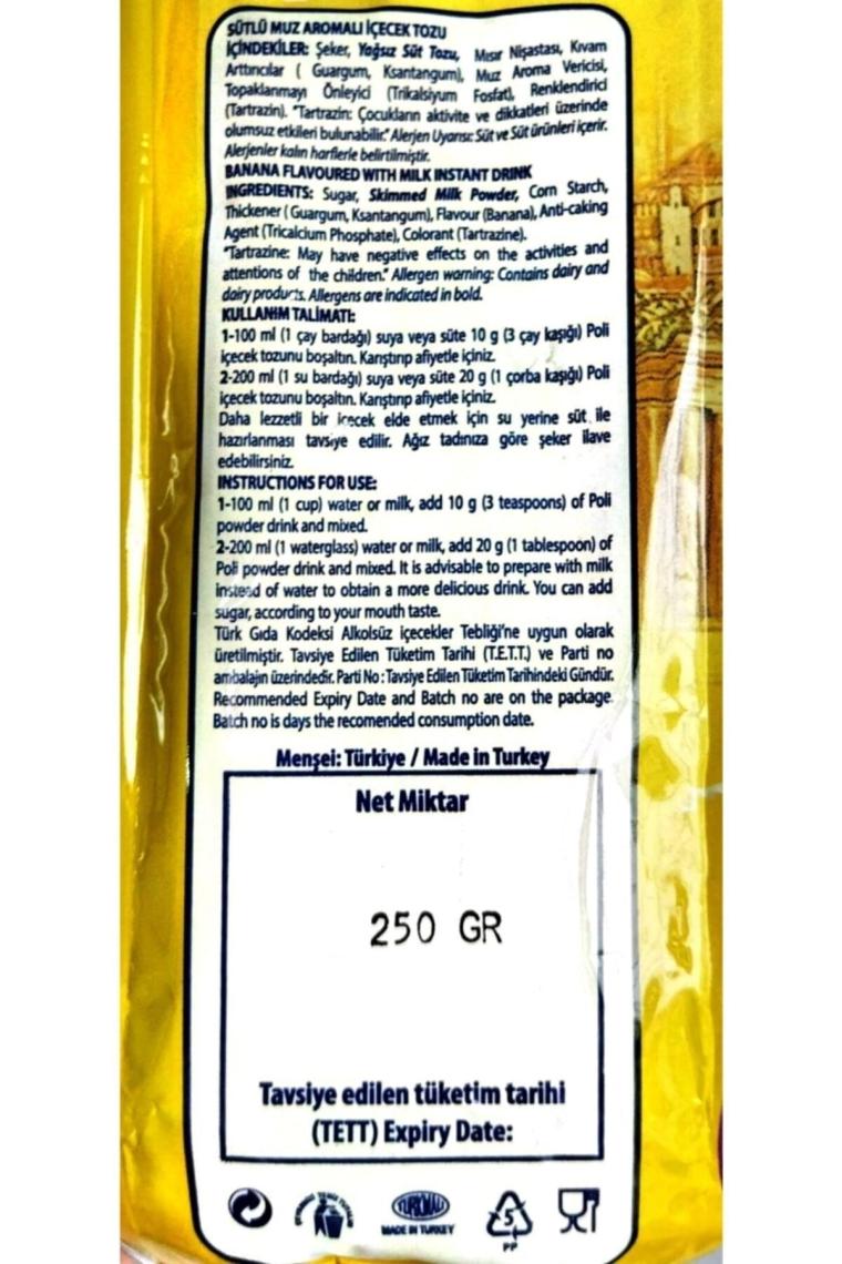Poli Sütlü Muz Aromalı Toz İçecek 250 gr
