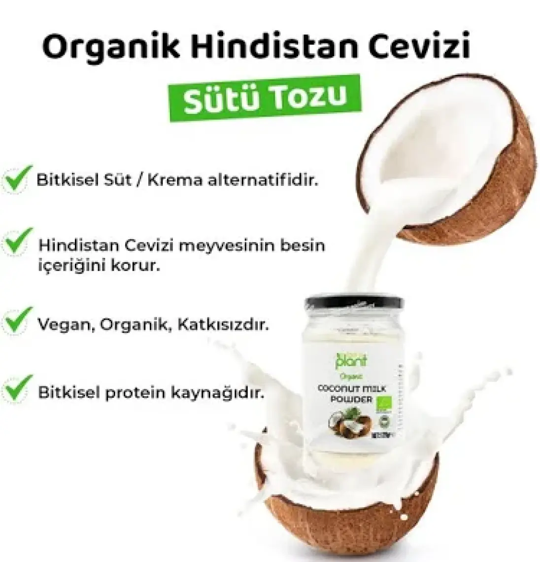 Güzel Ada Gıda Organik Hindistan Cevizi Sütü Tozu 120 Gr