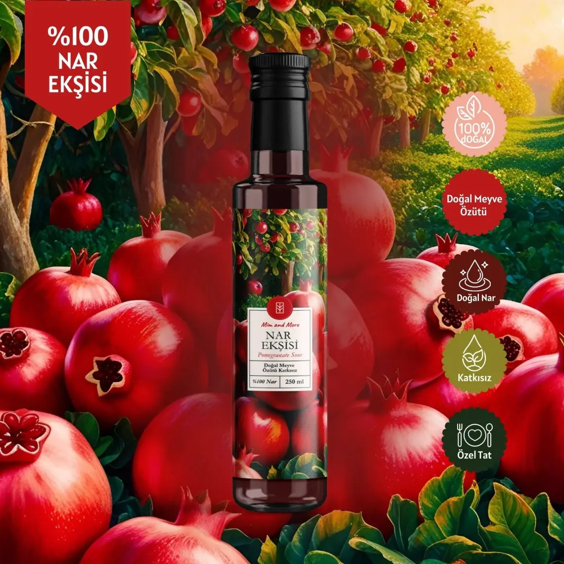 Mim And More Nar Ekşisi - Doğal, Katkısız, Şeker İlavesiz, 250 ml