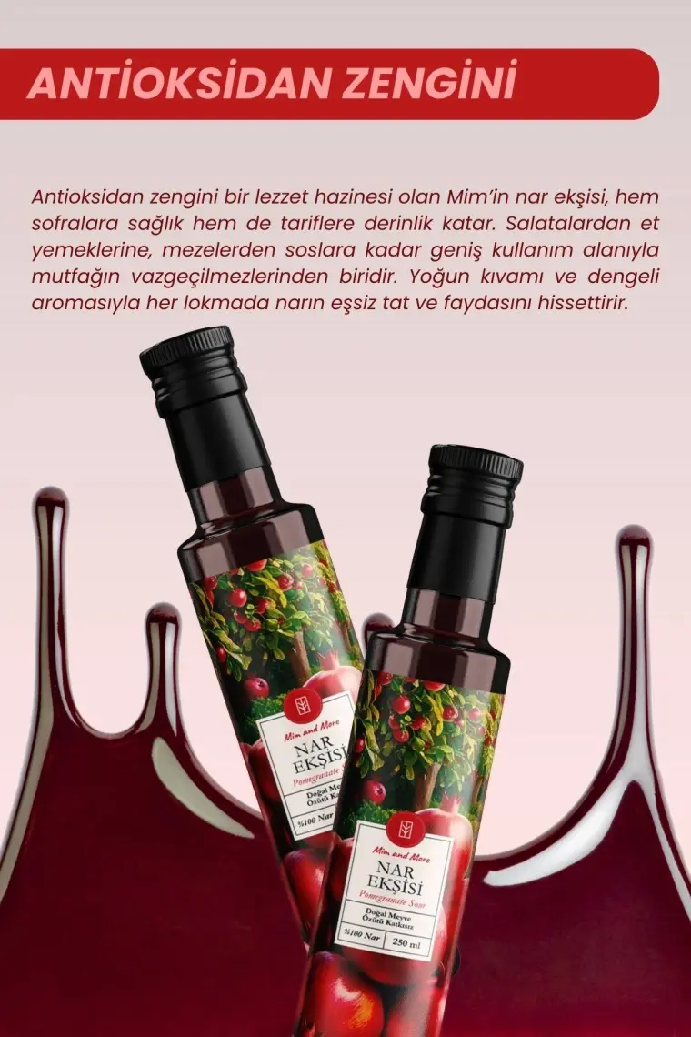Mim And More Nar Ekşisi - Doğal, Katkısız, Şeker İlavesiz, 250 ml
