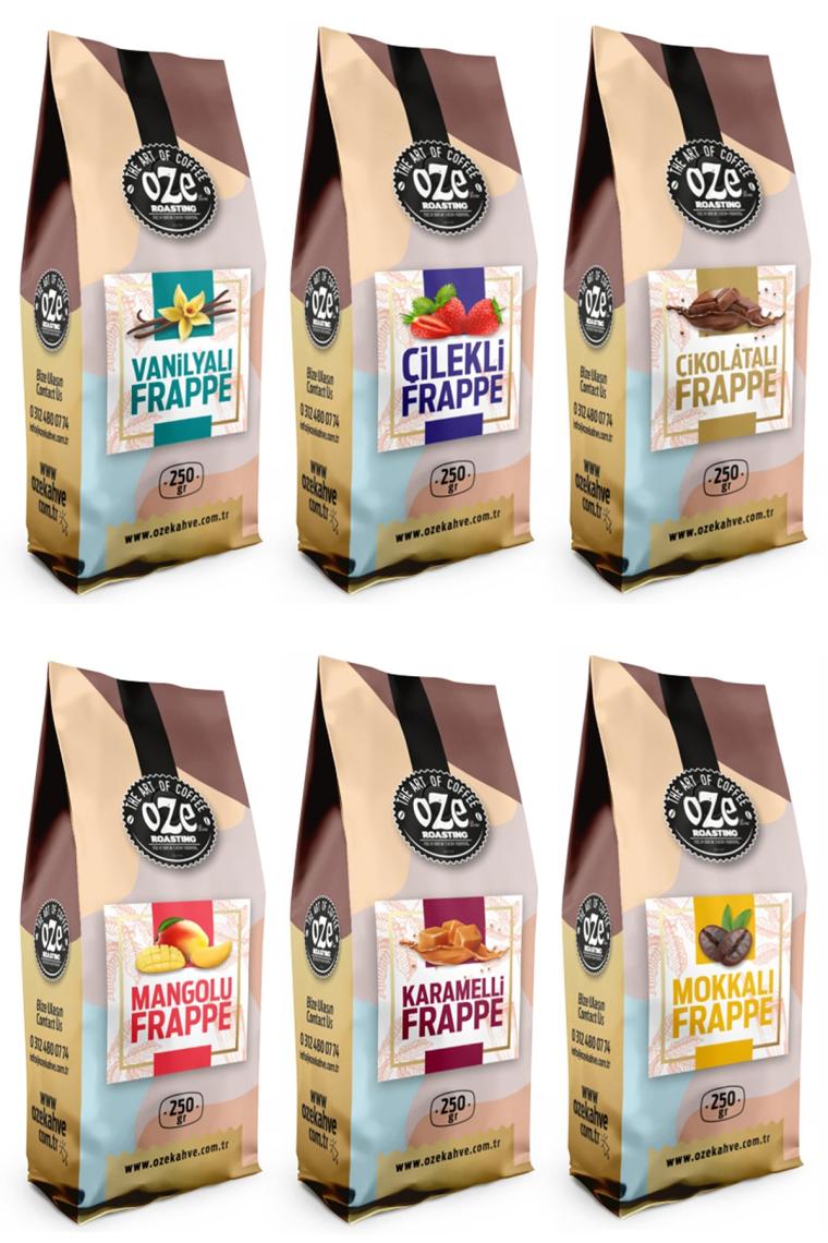 Oze Frappe Seti Vanilya, Mokka, Mango, Karamel, Çilek, Çikolata 6'lı 250G