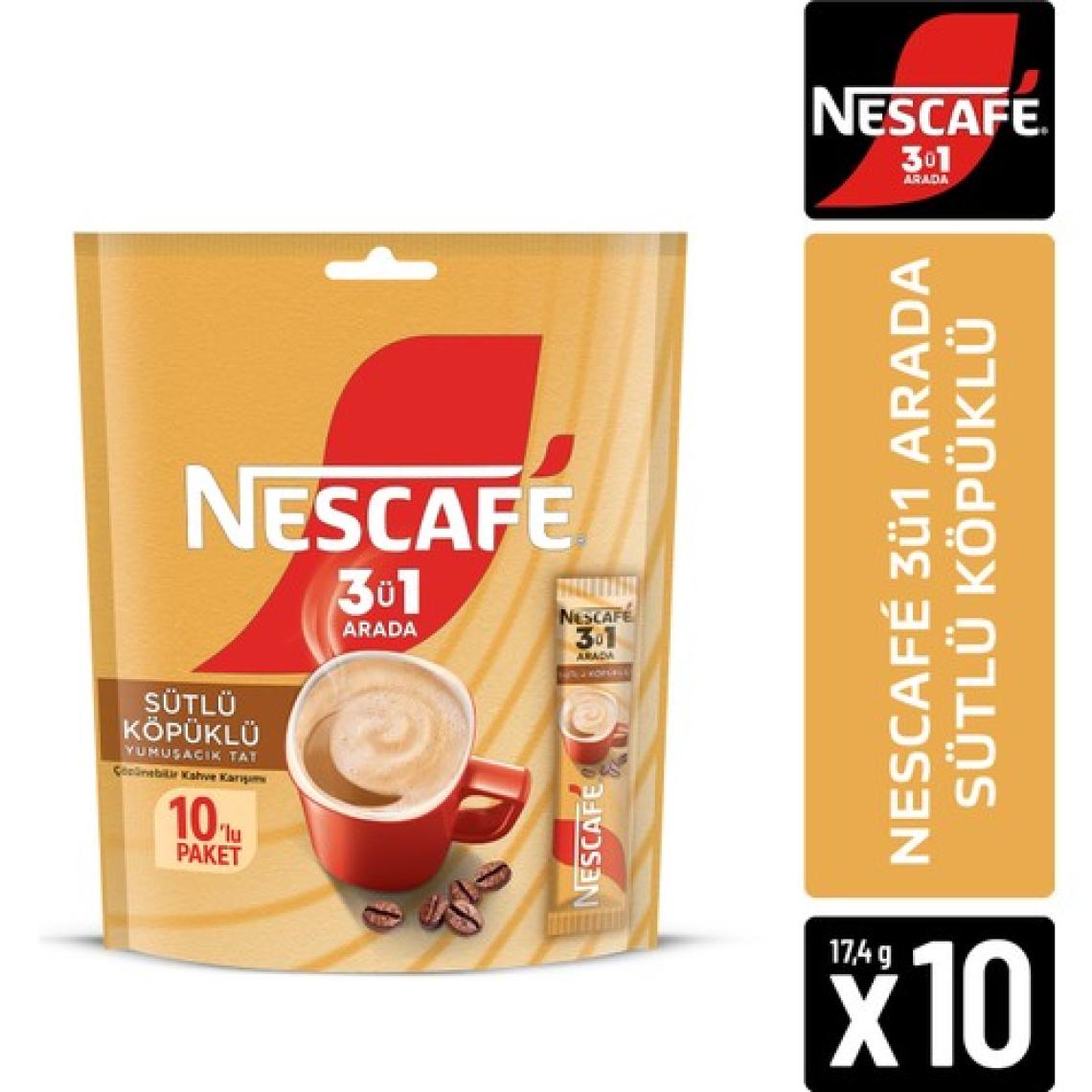 Nescafe 3'ü 1 Arada Sütlü Köpüklü 10'lu Paket 10x17.4g