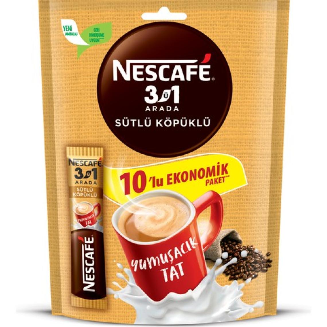 Nescafe 3'ü 1 Arada Sütlü Köpüklü 10'lu Paket 10x17.4g