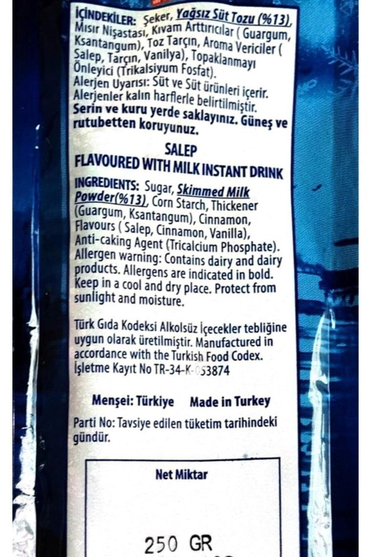 Sütlü Salep Toz Içecek Tarçınlı Ve Yoğun Kıvamlı Toz Salep 250 gr