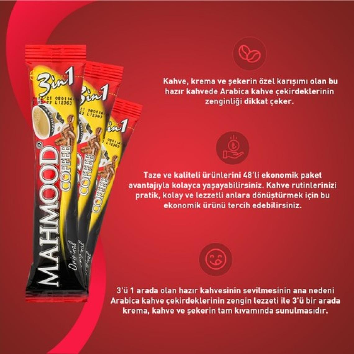 Mahmood Coffee 3'ü 1 Arada Hazır Kahve 48 Adet X 18 Gr