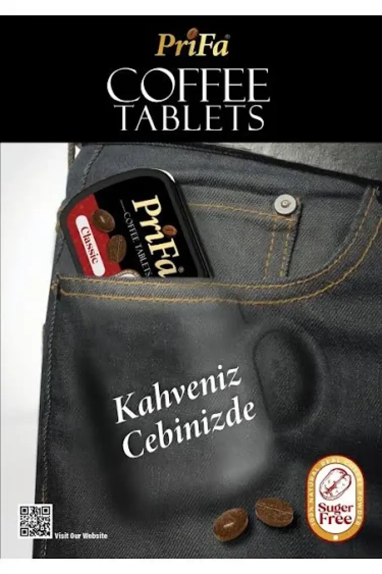 Prifa Coffee Tablets Şekersiz Gerçek Kahve Şeker Ilavesiz Emilebilir Kahve Tablet, Espresso