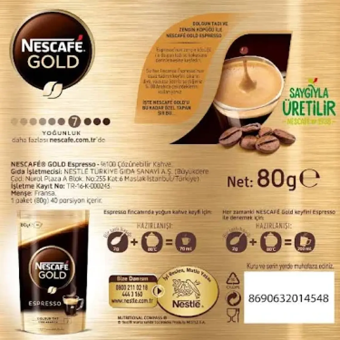 Nescafe Gold Espresso Ekopaket 80g