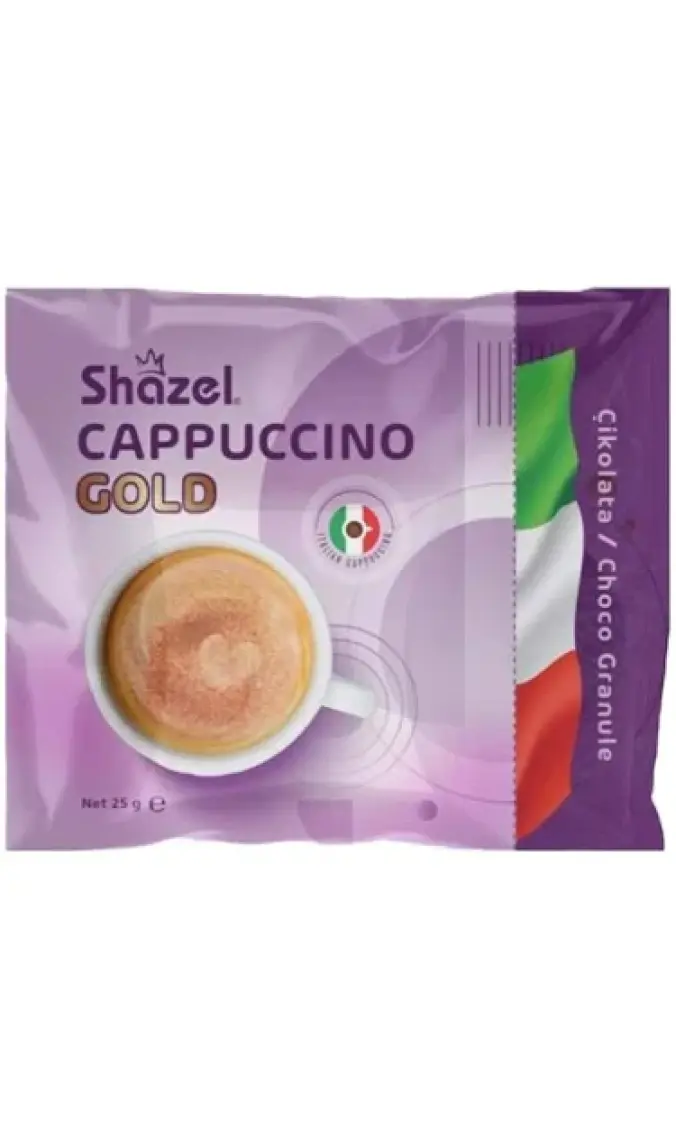 Shazel Cappuccino ve  Granüllü Çikolata Tozlu 25 gr x 12 Adet