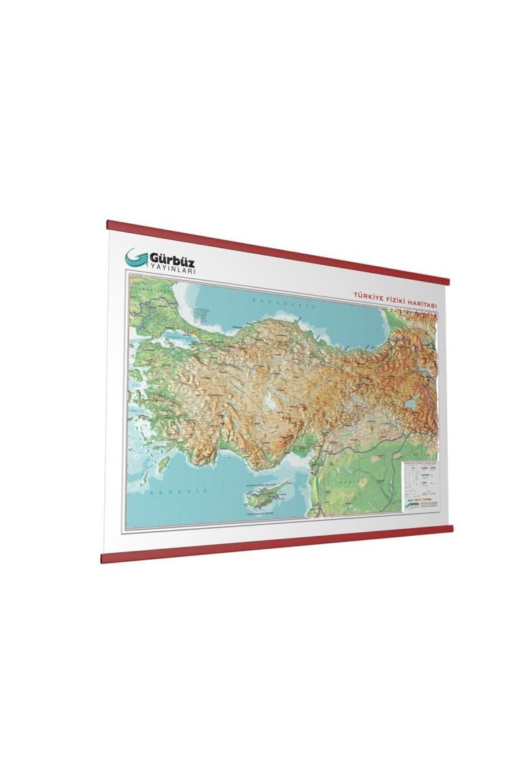 Kabartma Türkiye Fiziki Haritası 70x100 Çıtalı