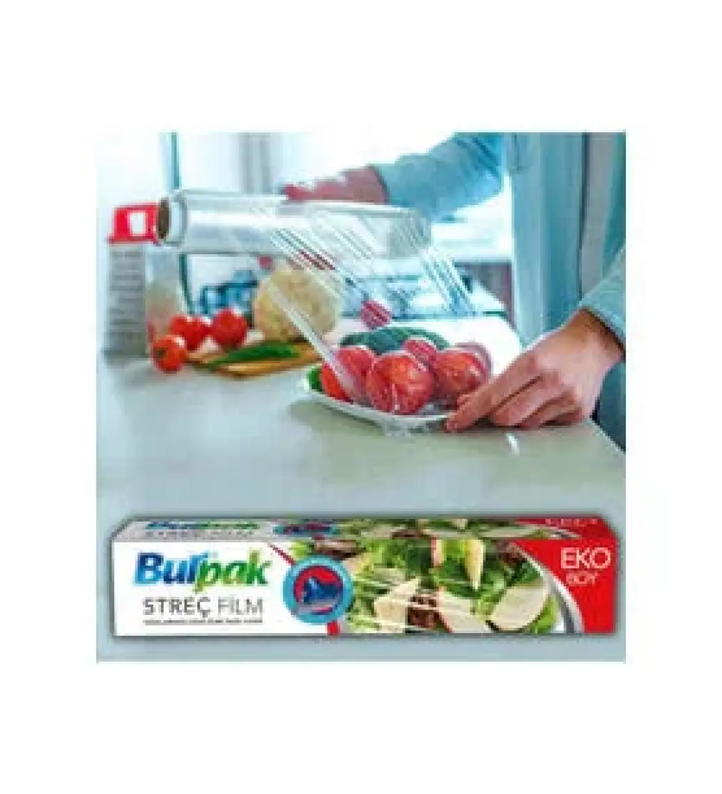 Sarı Şeffaf Mutfak Rulo Streç Film Folyo - 30 Cm. X 166 Metre - 9 Mikron - Gıdaya Uygun