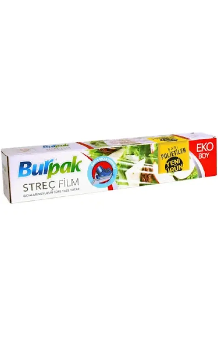 Sarı Şeffaf Mutfak Rulo Streç Film Folyo - 30 Cm. X 166 Metre - 9 Mikron - Gıdaya Uygun