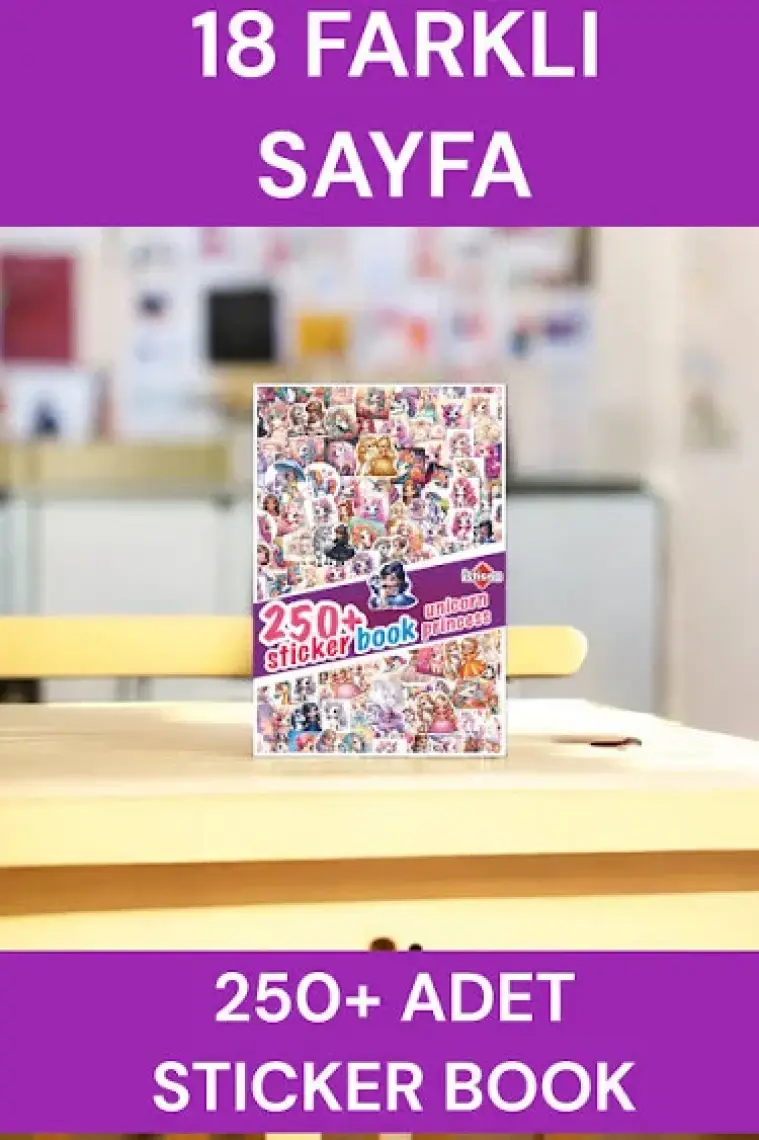 İstisna Unicorn Prensesler Sticker Book Etiket Kitabı Sticker Defteri A5 Boyut Etiket Seti