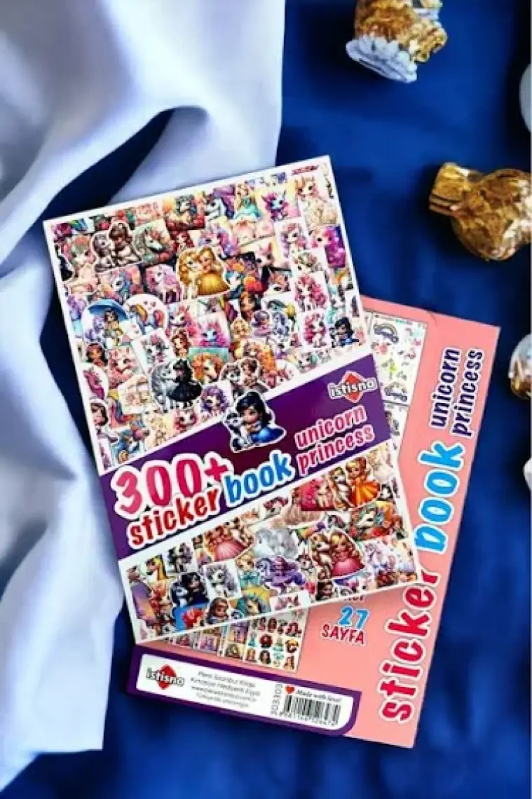 İstisna Unicorn Prensesler Sticker Book Etiket Kitabı Sticker Defteri A5 Boyut Etiket Seti