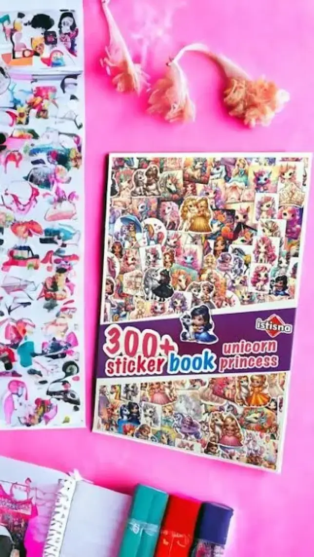 İstisna Unicorn Prensesler Sticker Book Etiket Kitabı Sticker Defteri A5 Boyut Etiket Seti
