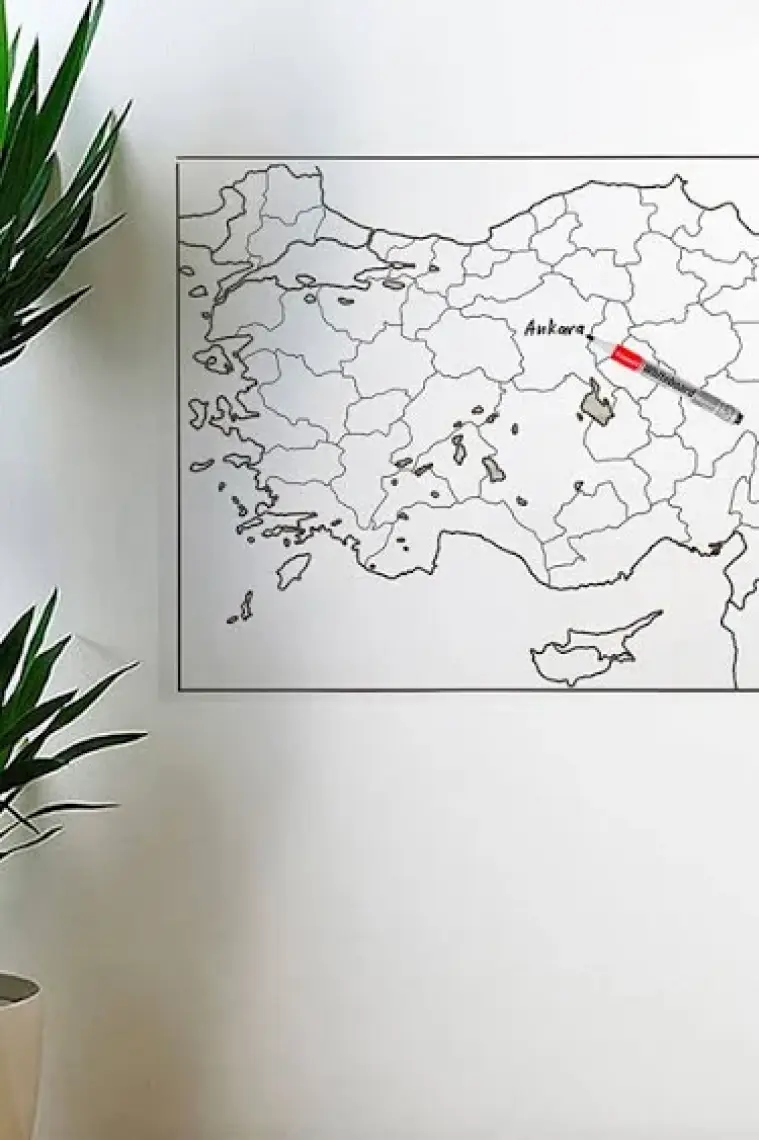 Buffer Yazılabilir Türkiye Haritası Manyetik Duvar Stickerı 110 x 56 cm