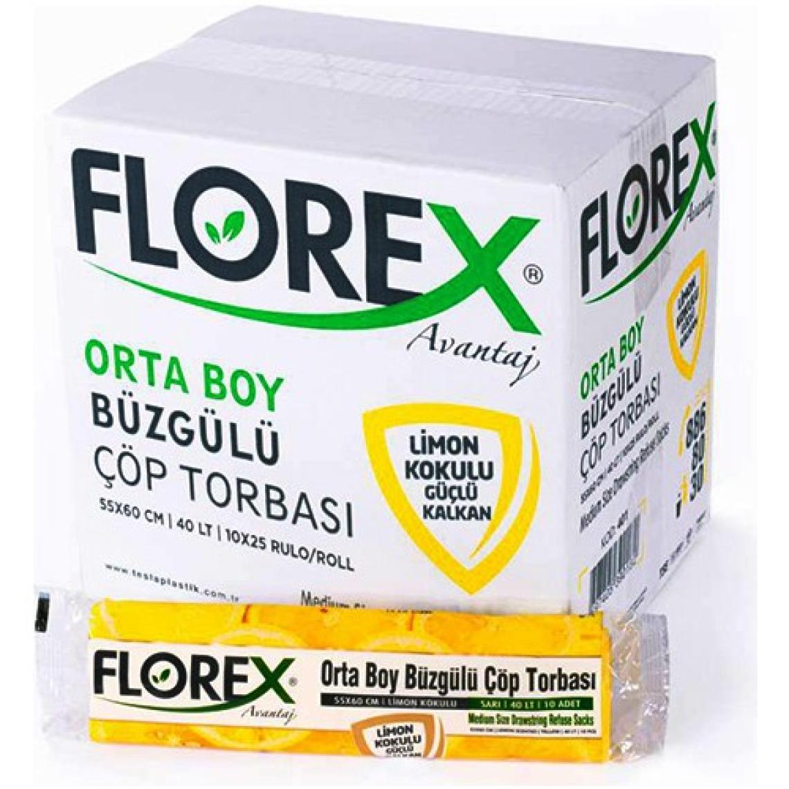 Florex Çöp Poşeti Limon Kokulu Büzgülü Orta Boy Çöp Torbasi