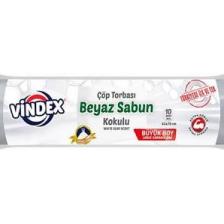 Vindex Beyaz Sabun Kokulu Büzgülü Çöp Torbası Büyük Boy
