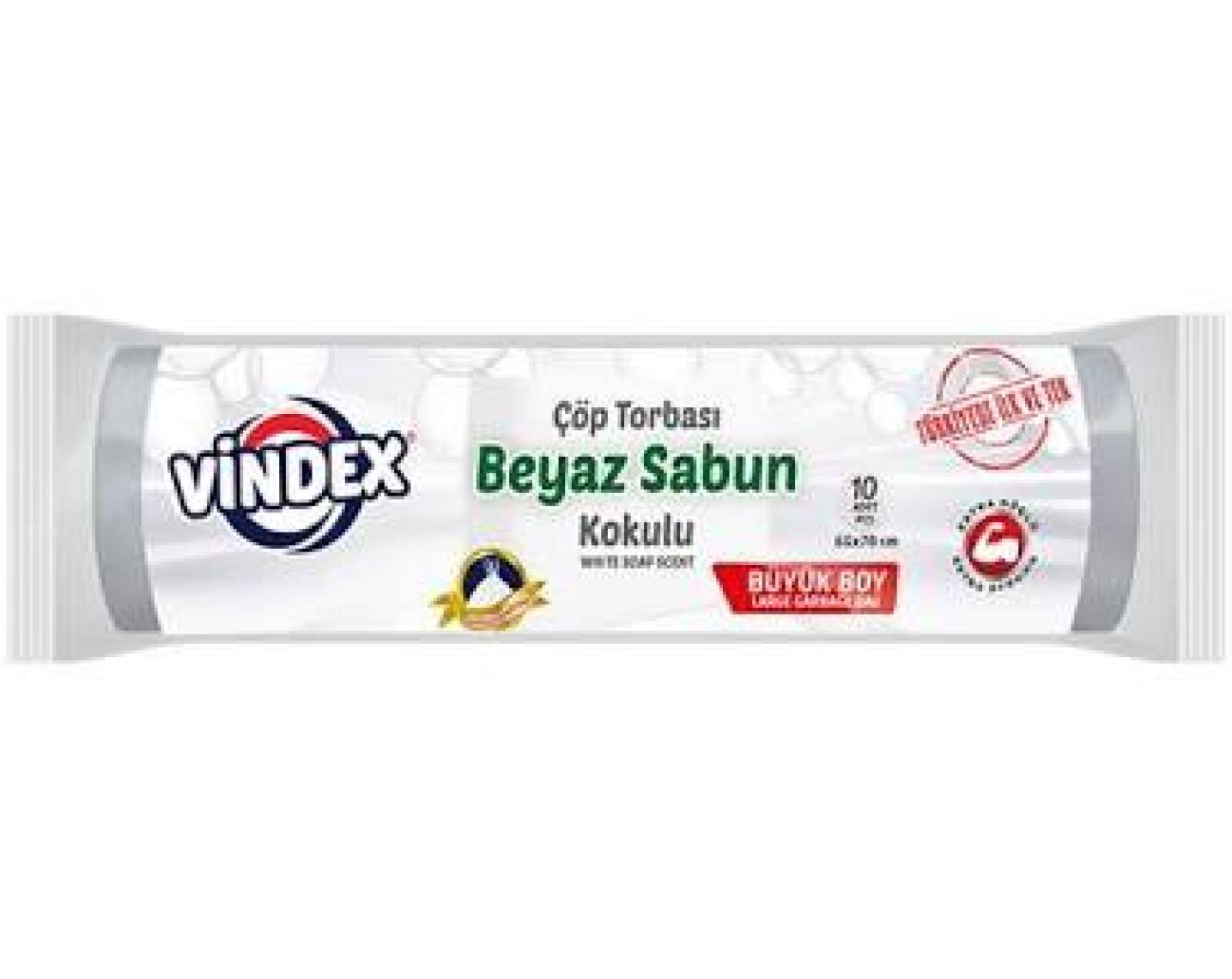Vindex Beyaz Sabun Kokulu Büzgülü Çöp Torbası Büyük Boy