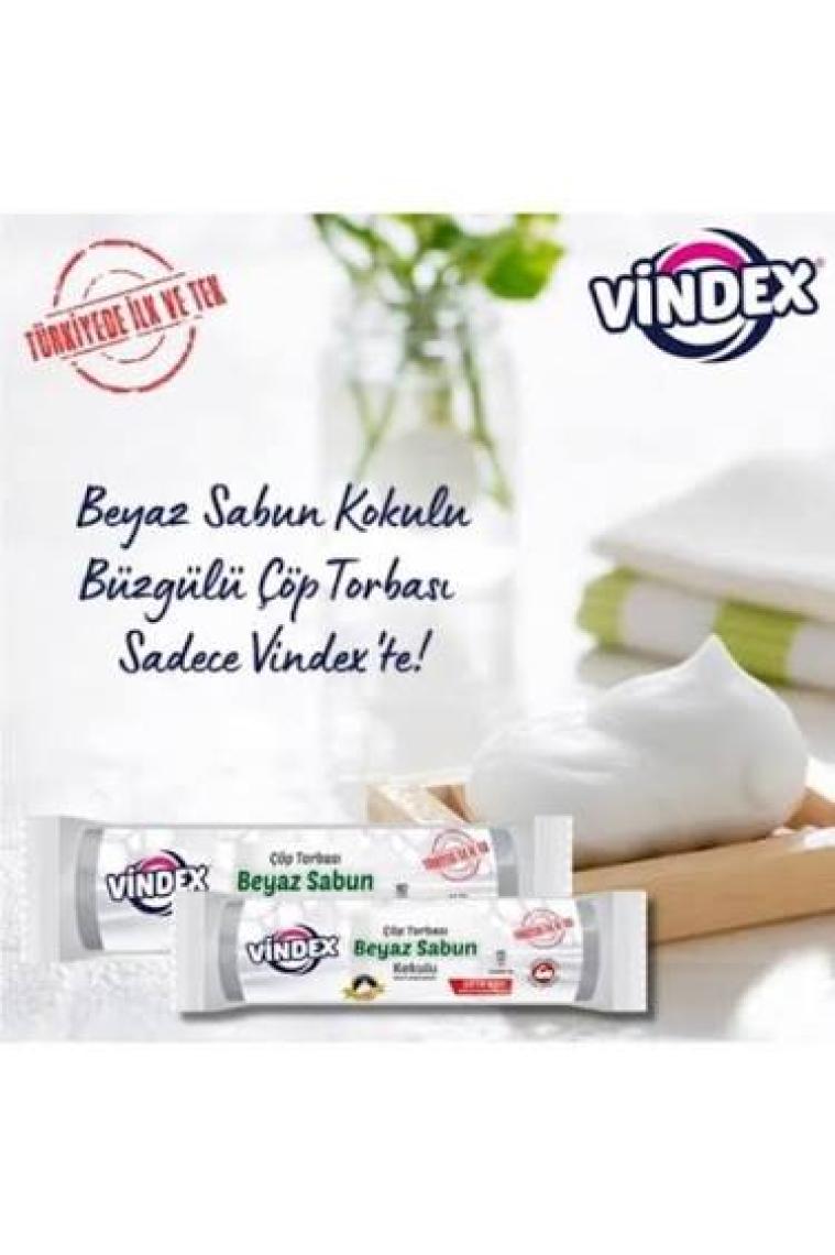 Vindex Beyaz Sabun Kokulu Büzgülü Çöp Torbası Büyük Boy