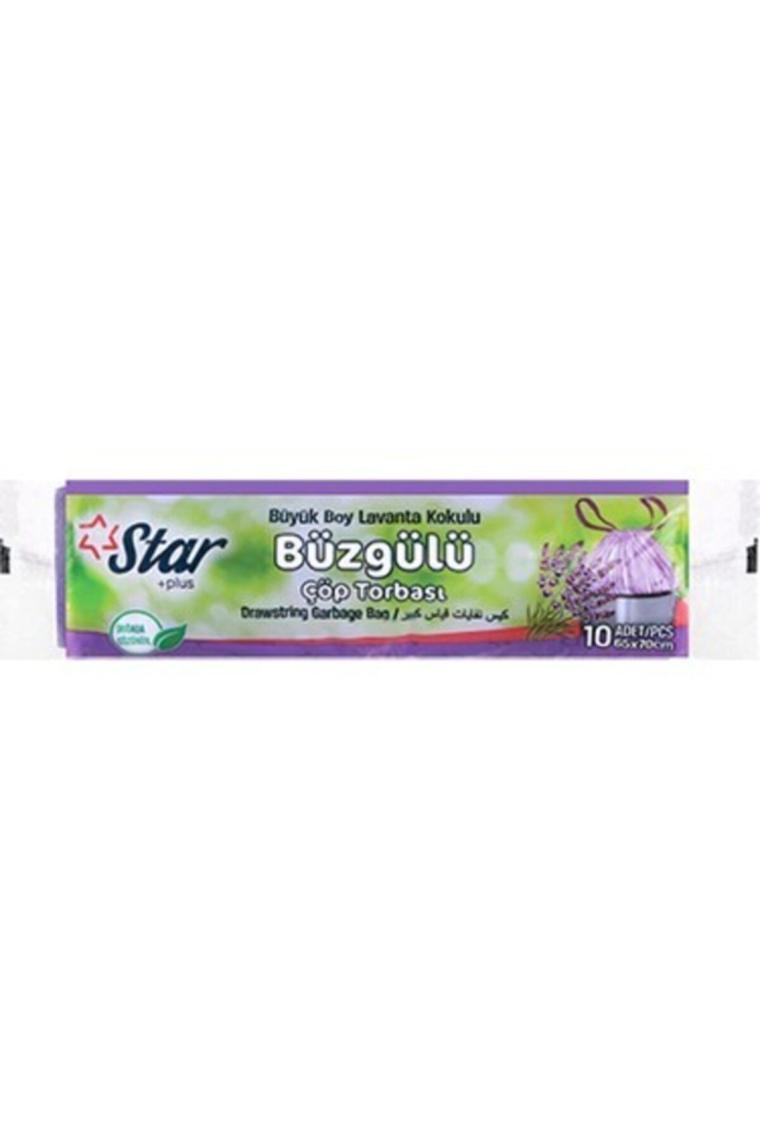 Büzgülü Büyük Boy Çöp Torbası 5 Paket Lavanta Kokulu 65x70 cm