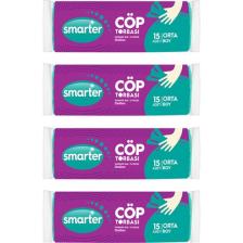 Smarter 4'lü Orta Boy Çöp Torbası 55x60 cm