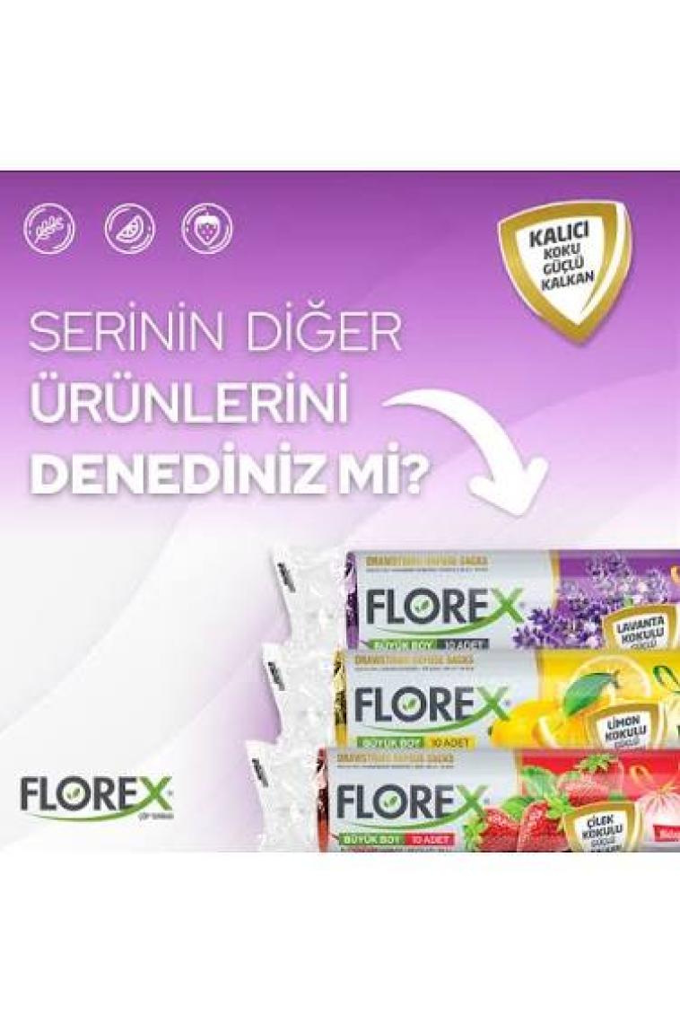 Florex Büzgülü Çöp Torbaları Lavanta Kokulu Büyük Boy