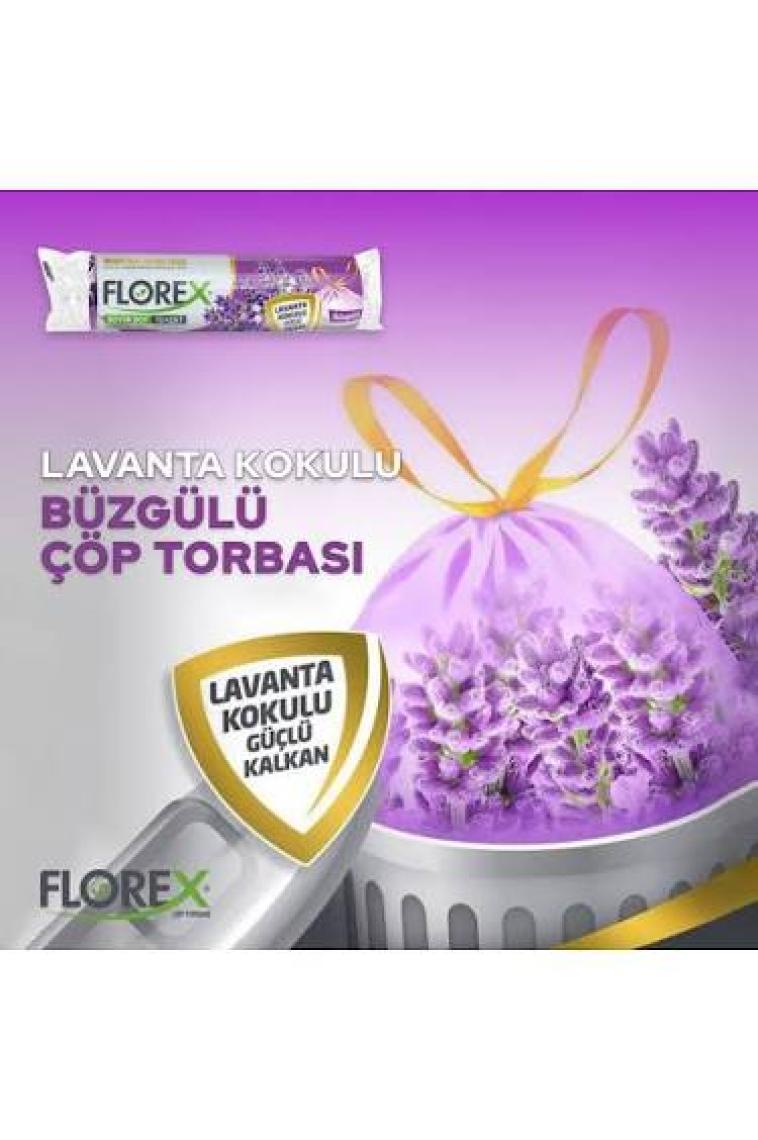 Florex Büzgülü Çöp Torbaları Lavanta Kokulu Büyük Boy